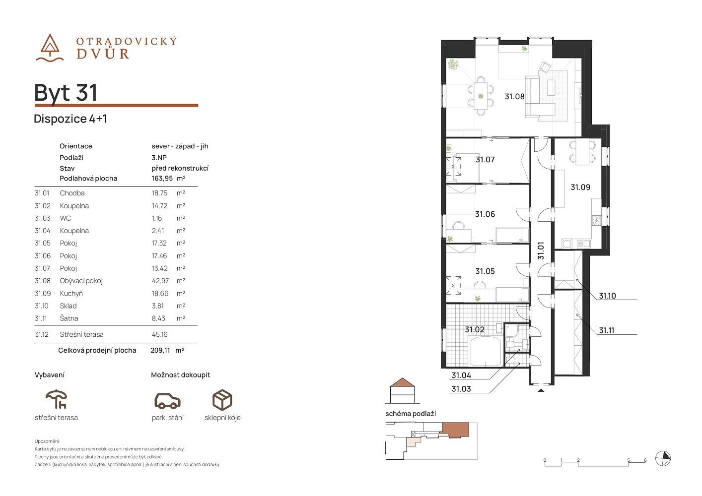 Prodej byt 4+1 - Skorkov - Otradovice, okres Mladá Boleslav, Středočeský kraj, 163 m² - 5