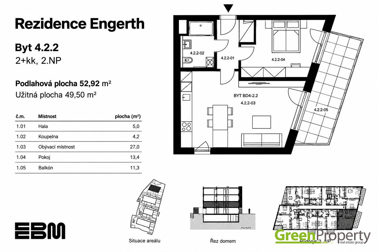 2+kk, Kladno, 53 m² - 2