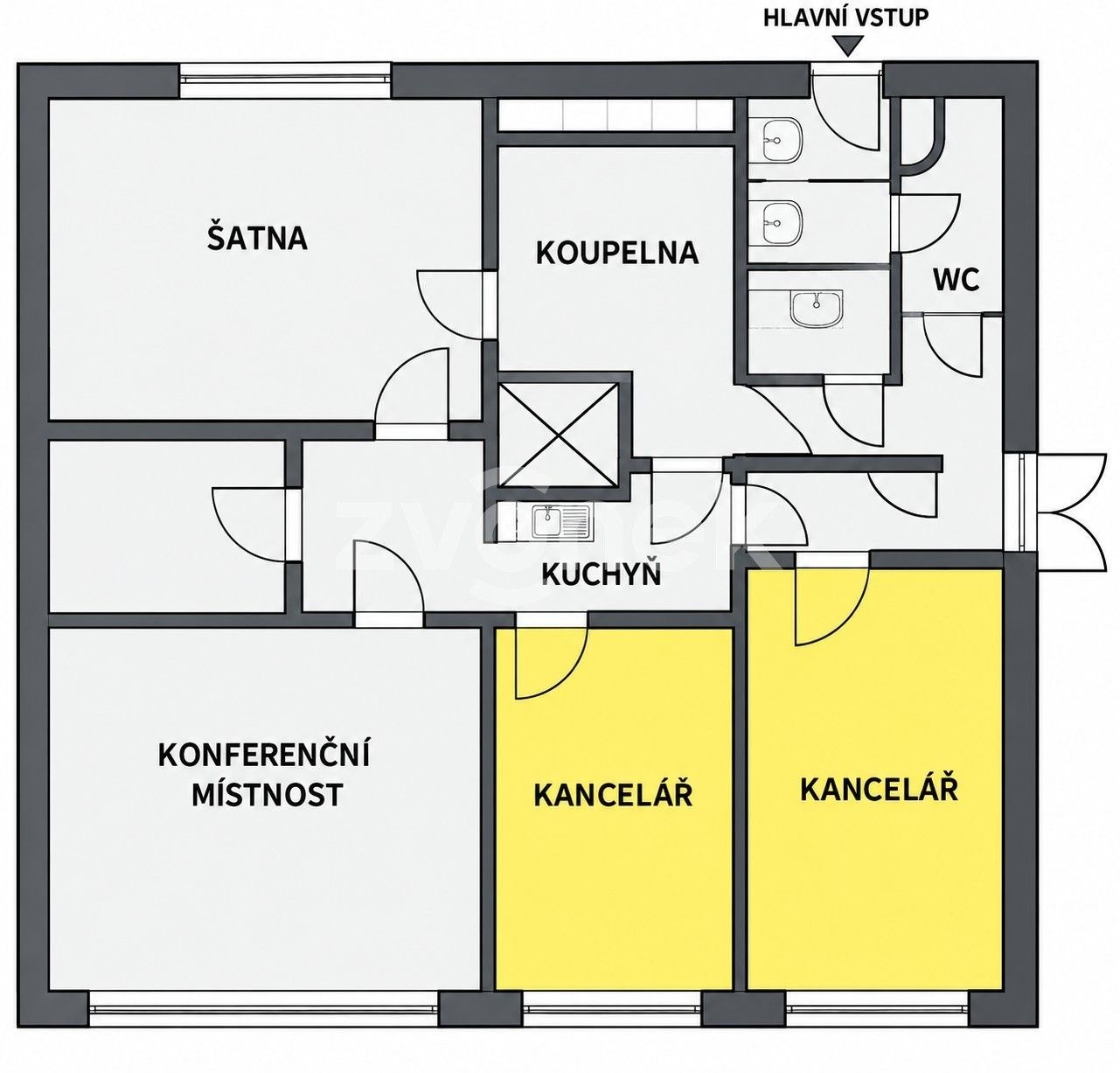 Kanceláře, Napajedelská, Otrokovice, 49 m² - 2
