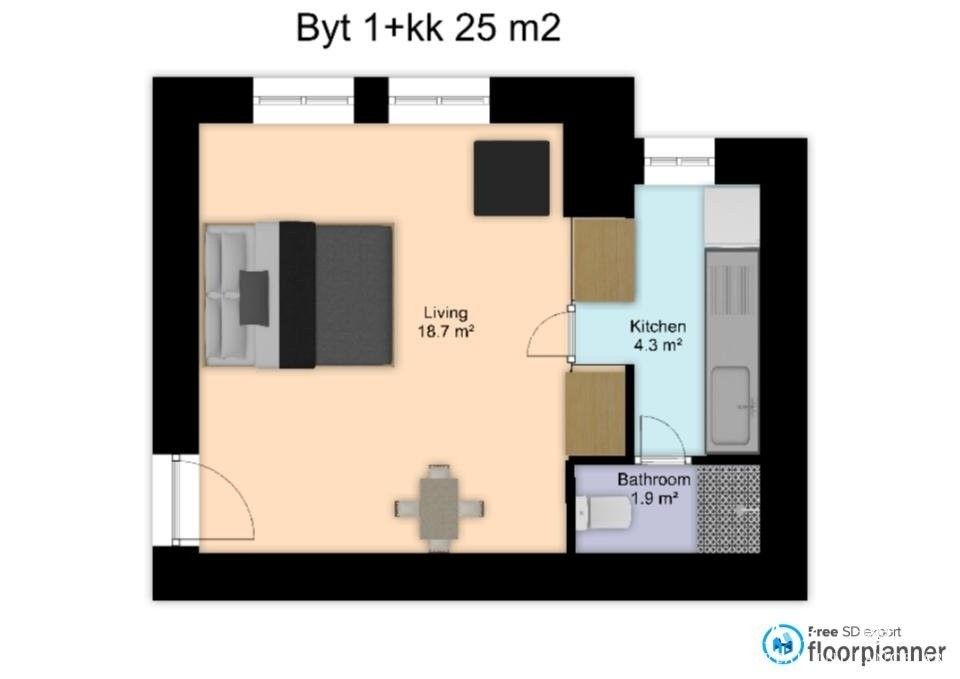 Pronájem byt 1+kk - Královopolská, Brno, 25 m²