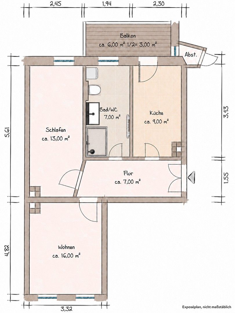 2+1, Leipzig Zentrum Sachsen 04103, 57 m² - 2