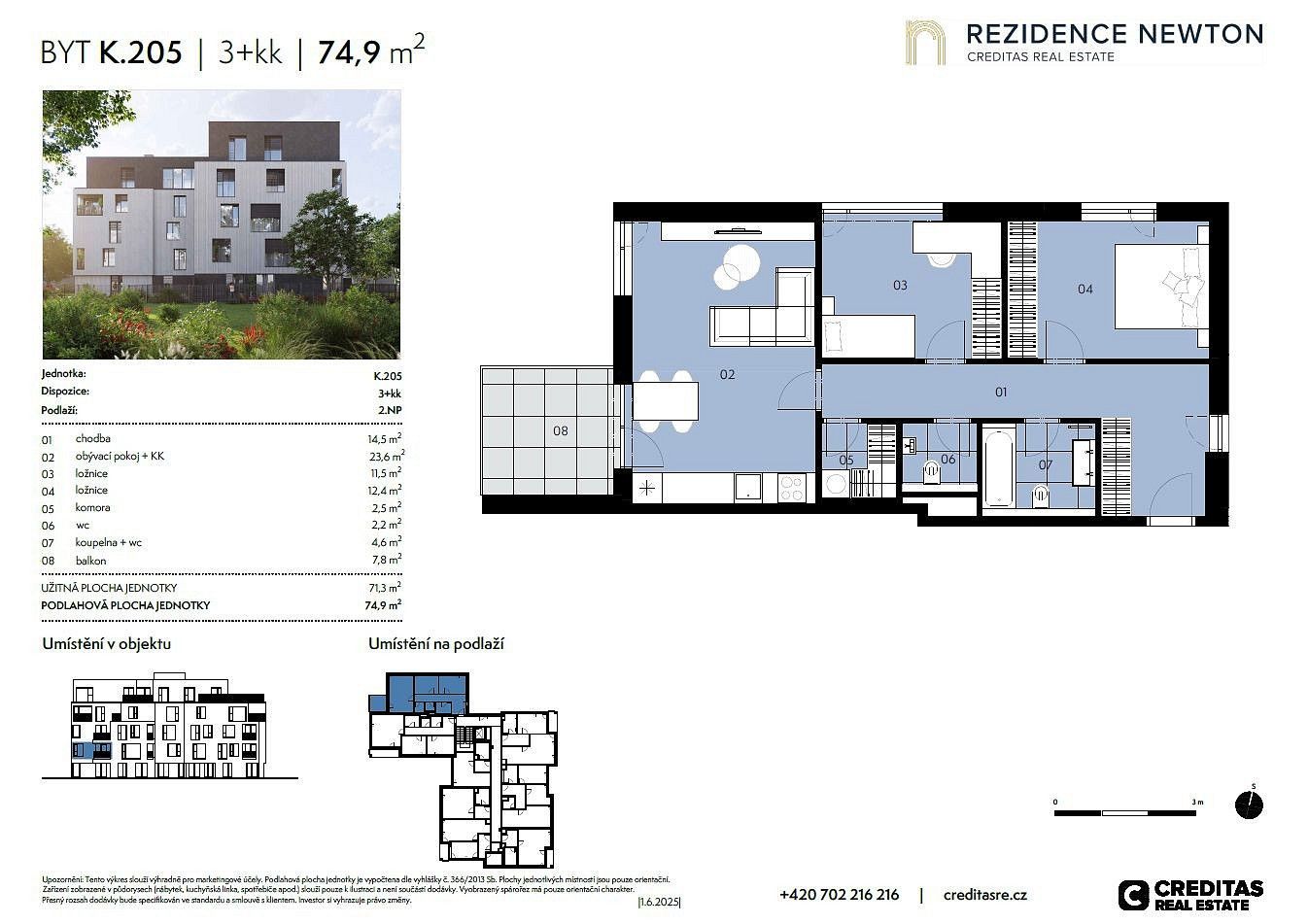 Prodej byt 3+kk - Praha - Kobylisy, okres Praha 8, Hlavní město Praha, 71 m² - 5