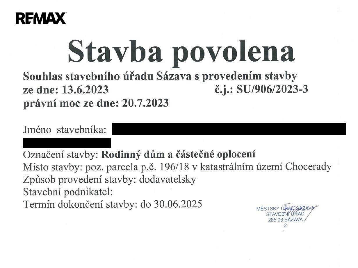 Pozemek pro bydlení · Chocerady, okres Benešov, Středočeský kraj - 4