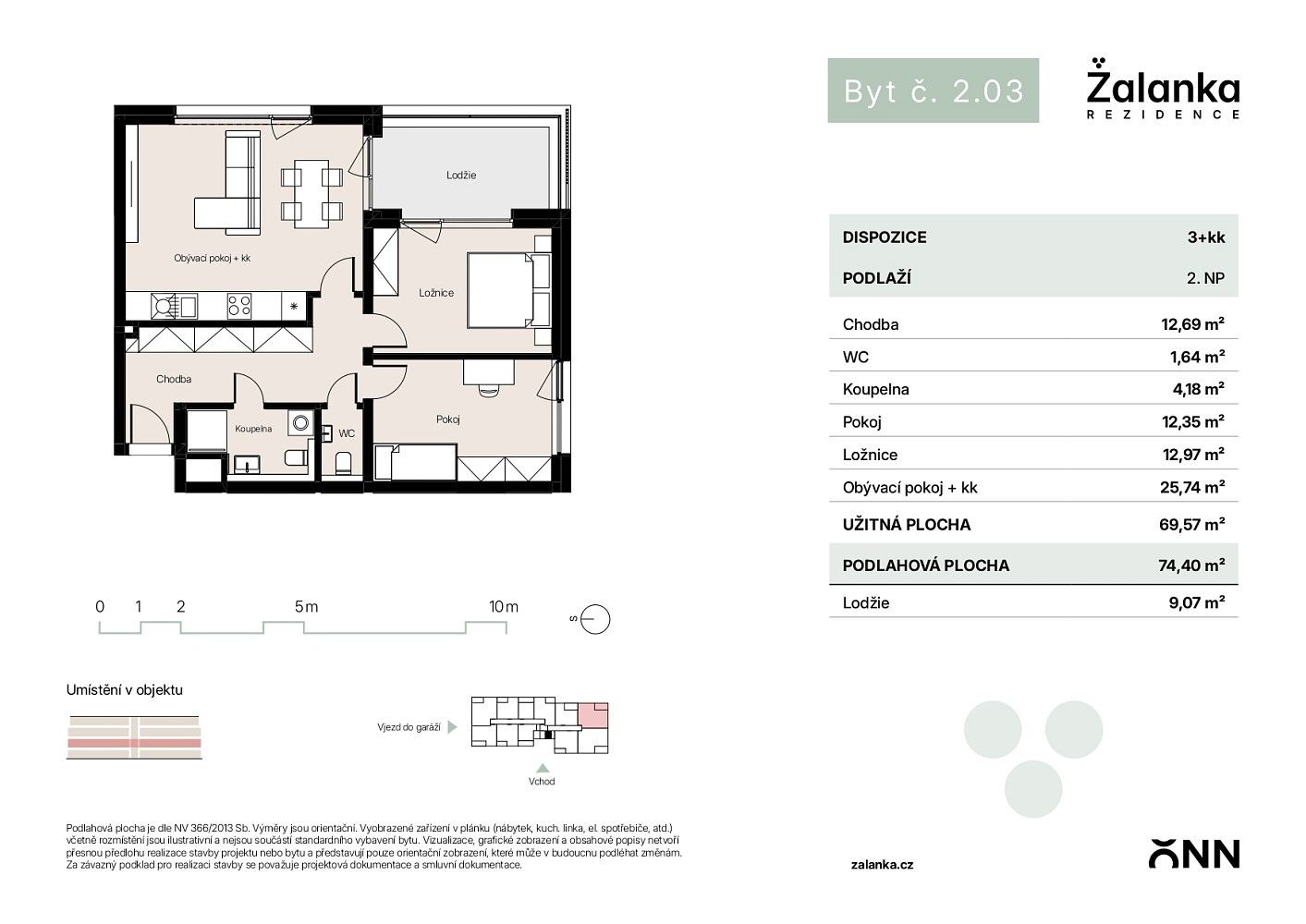 Byt 3+kk · 74,4 m² · Žalanského, Praha 6 - Řepy - 2