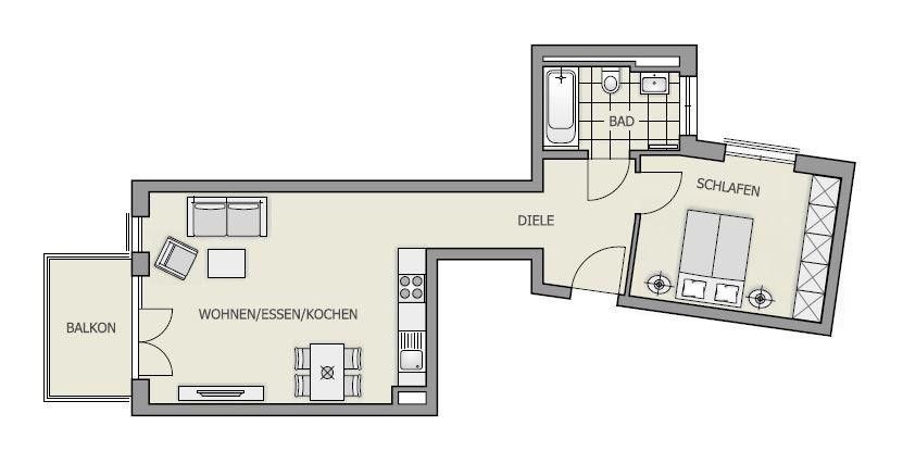 2+1, Grossvenedigerstr. 55 München Berg am Laim Bayern 81671, 56 m² - 1