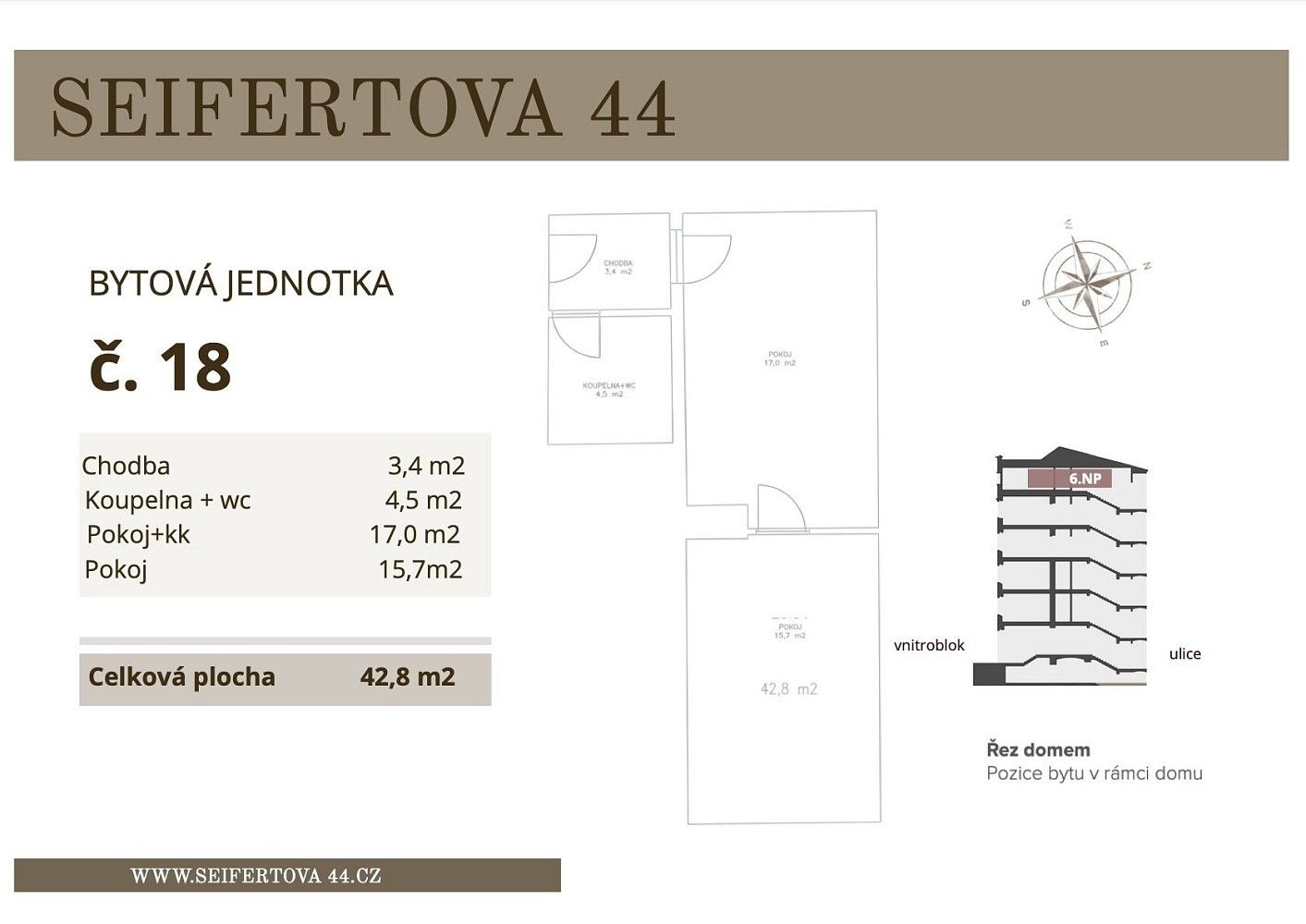 Prodej byt 2+kk - Seifertova, Praha 3 - Žižkov, 42 m² - 5