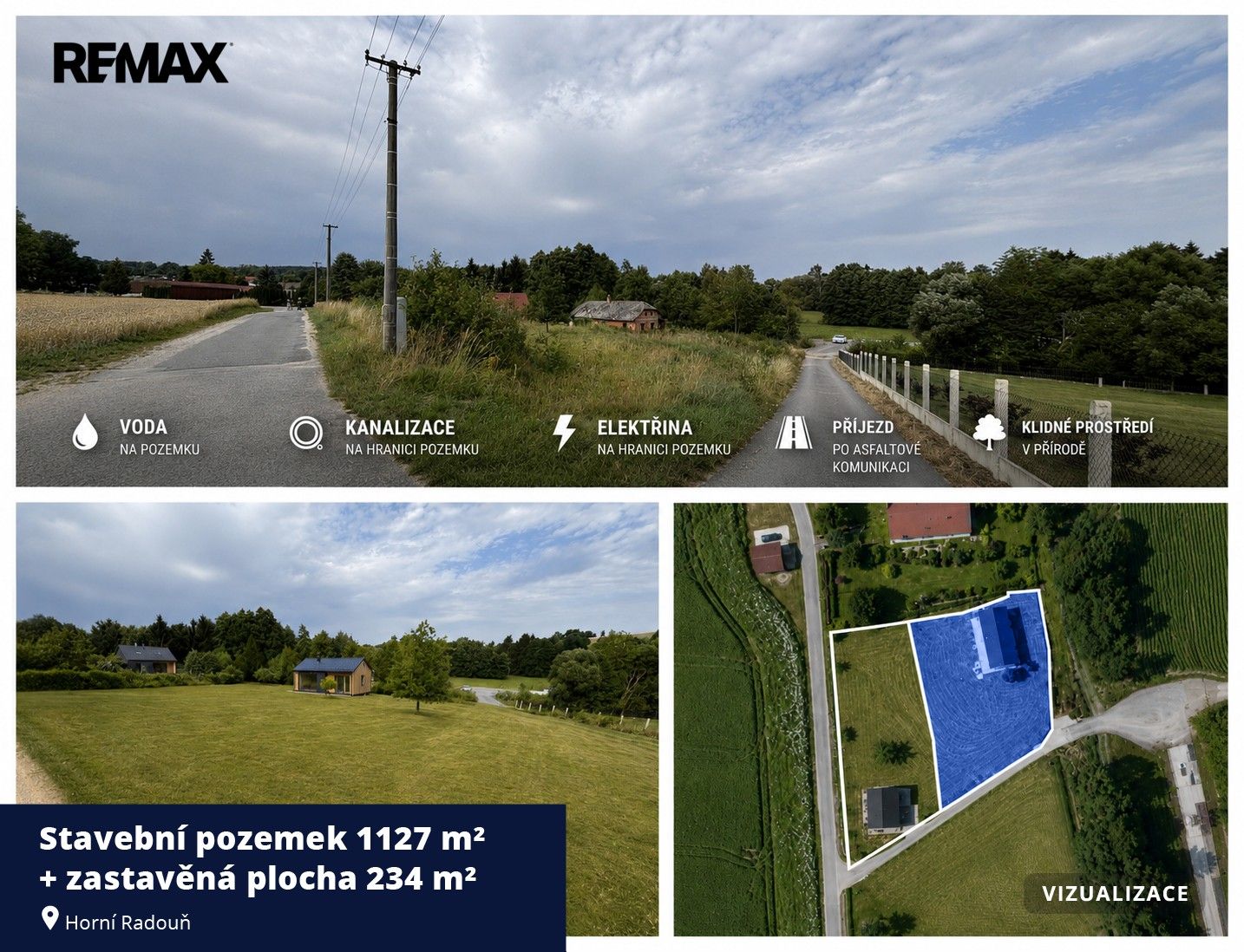 Prodej pozemek pro bydlení - Horní Radouň, 1 127 m² - 1
