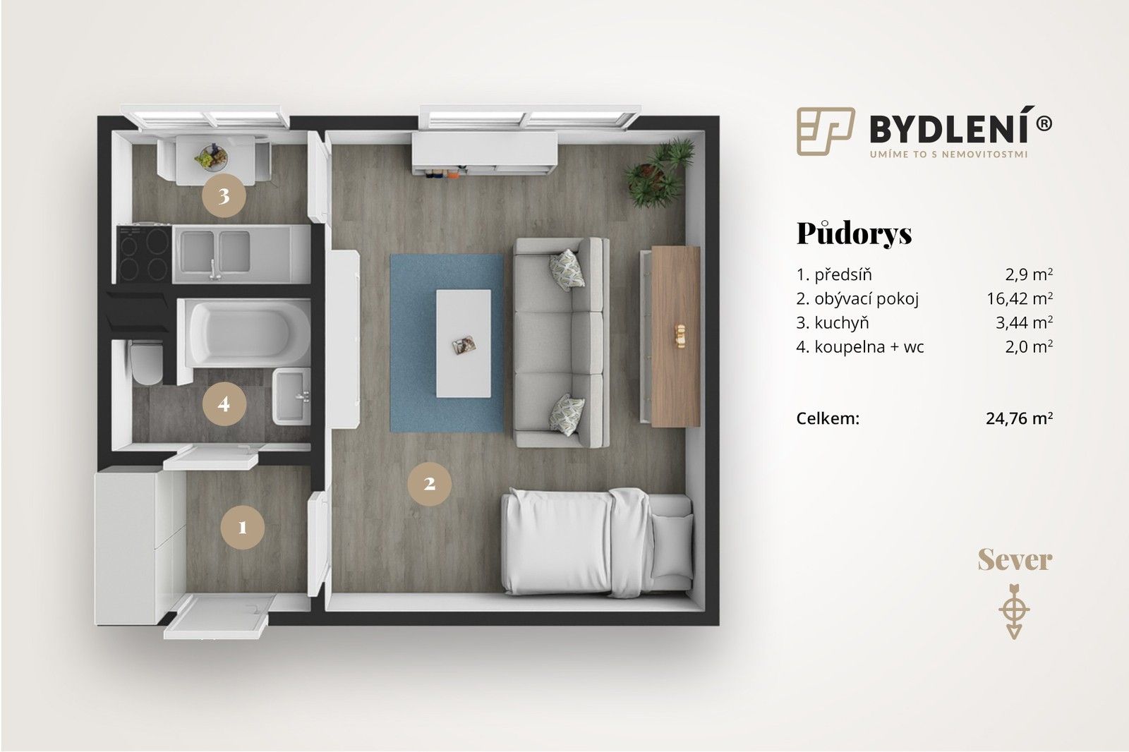 1+1, Rybniční, Hrob, 27 m²