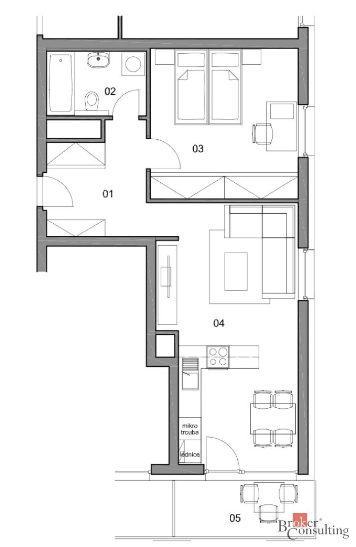 2+kk, Na Chmelnicích, Plzeň, 62 m² - 2