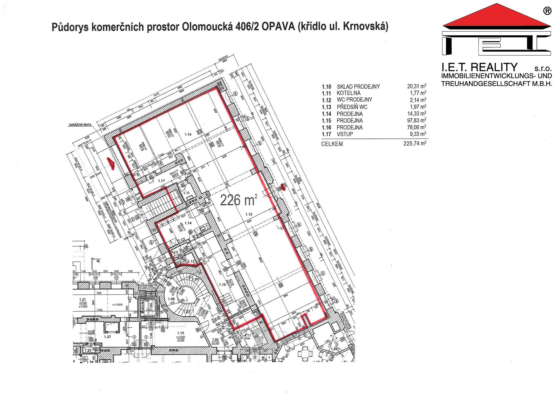Pronájem obchodní prostory - Olomoucká, Opava, 226 m²