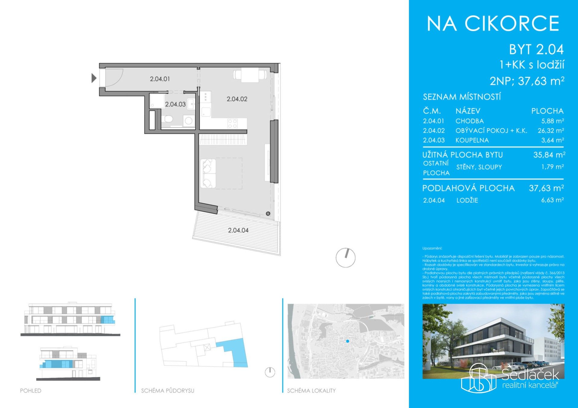 Prodej byt 1+kk - Na Cikorce, Praha, 37 m²