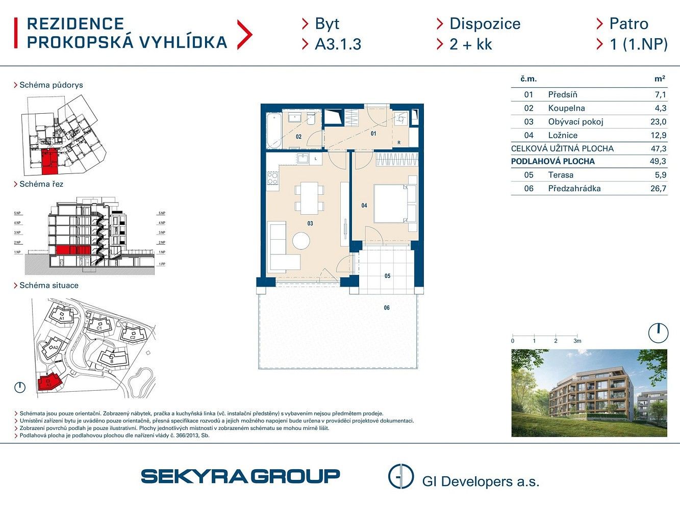 2+kk, Praha - Jinonice, okres Praha 5, Hlavní město Praha, 47 m² - 2