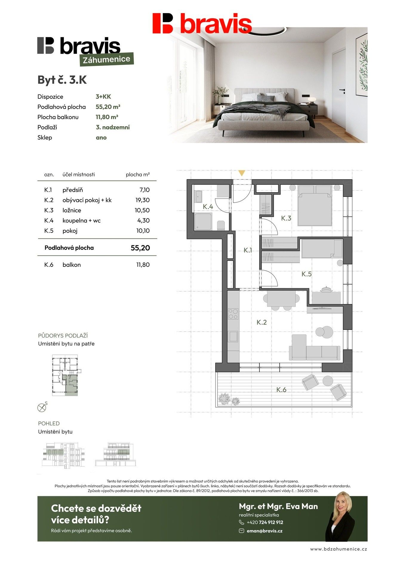 Byt 3+kk · 55 m² · Záhumenice 285, Brno Horní Heršpice - 4