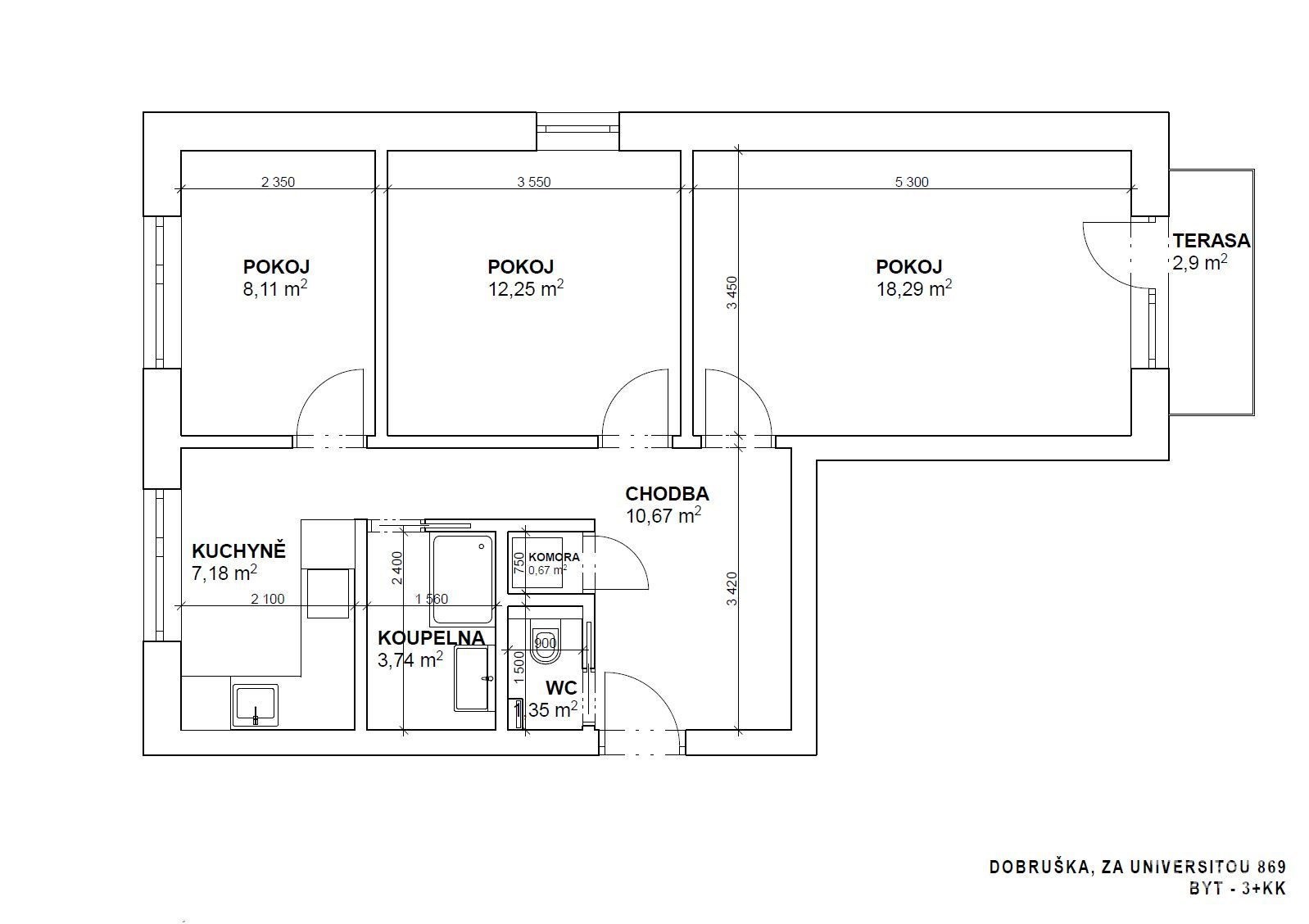 Byt 3+kk · 67 m² · Za Universitou 869, Dobruška - 3