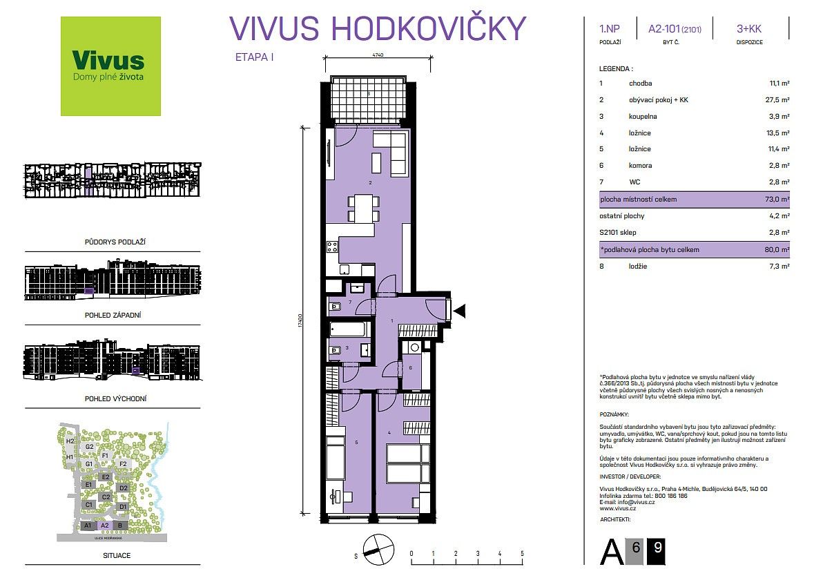 3+kk, Modřanská, Praha 4, 80 m² - 1