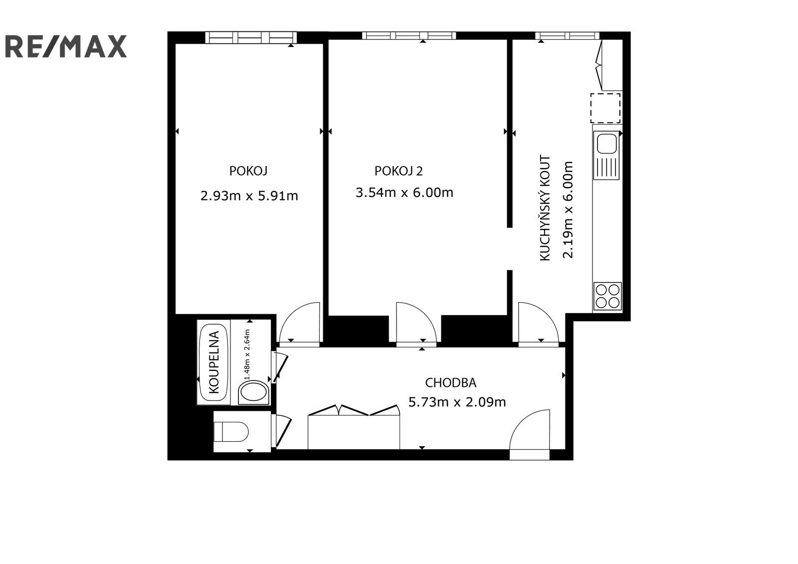 2+1, náměstí Jiřího z Lobkovic 2458, Praha, 63 m²