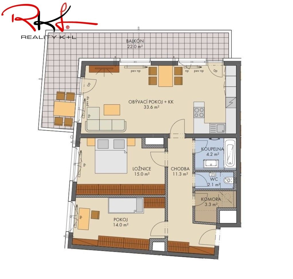 3+kk, Thomasova, Praha Třebonice, 89 m² - 2