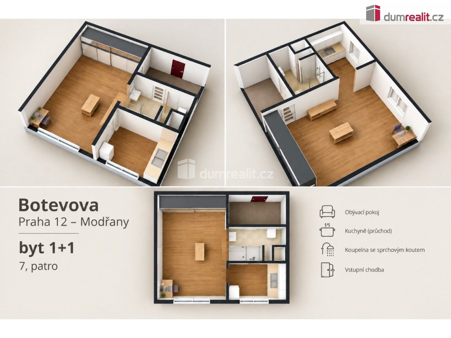 Byt 1+1 · 31 m² · Botevova, Praha - 4