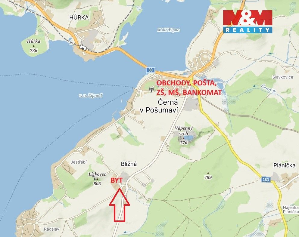 Prodej byt 3+1 - Bližná, Černá v Pošumaví, 88 m² - 5