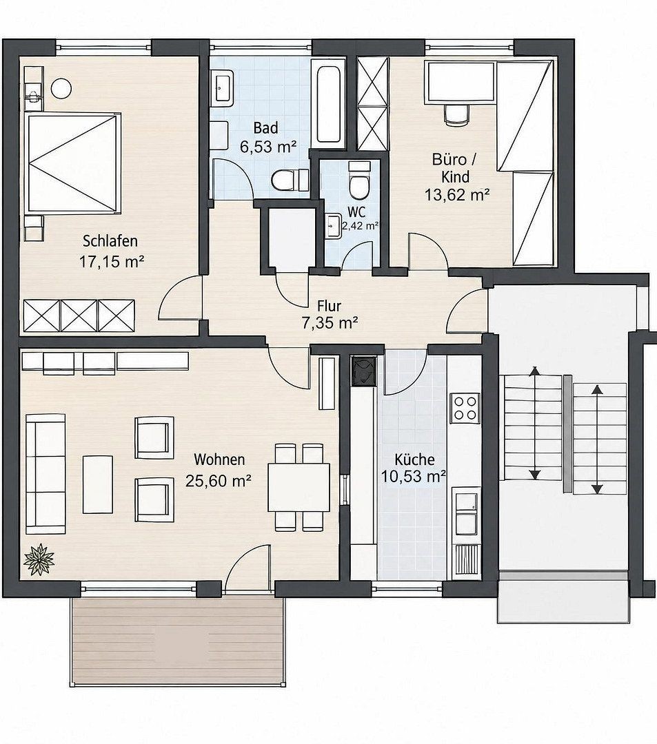 3+1, , Porýní-Falc, 83 m² - 2