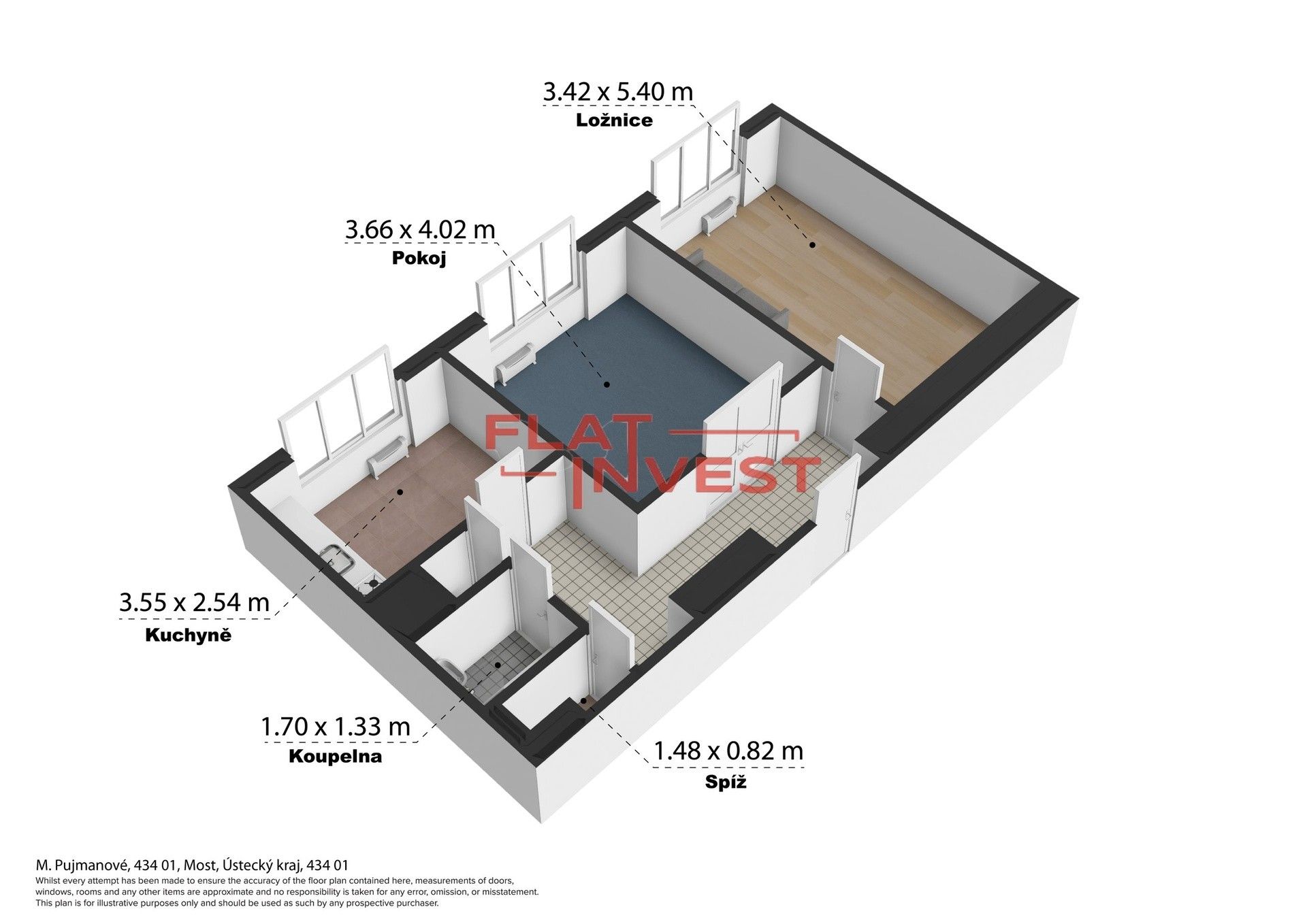 2+1, Marie Pujmanové, Most, 55 m² - 2