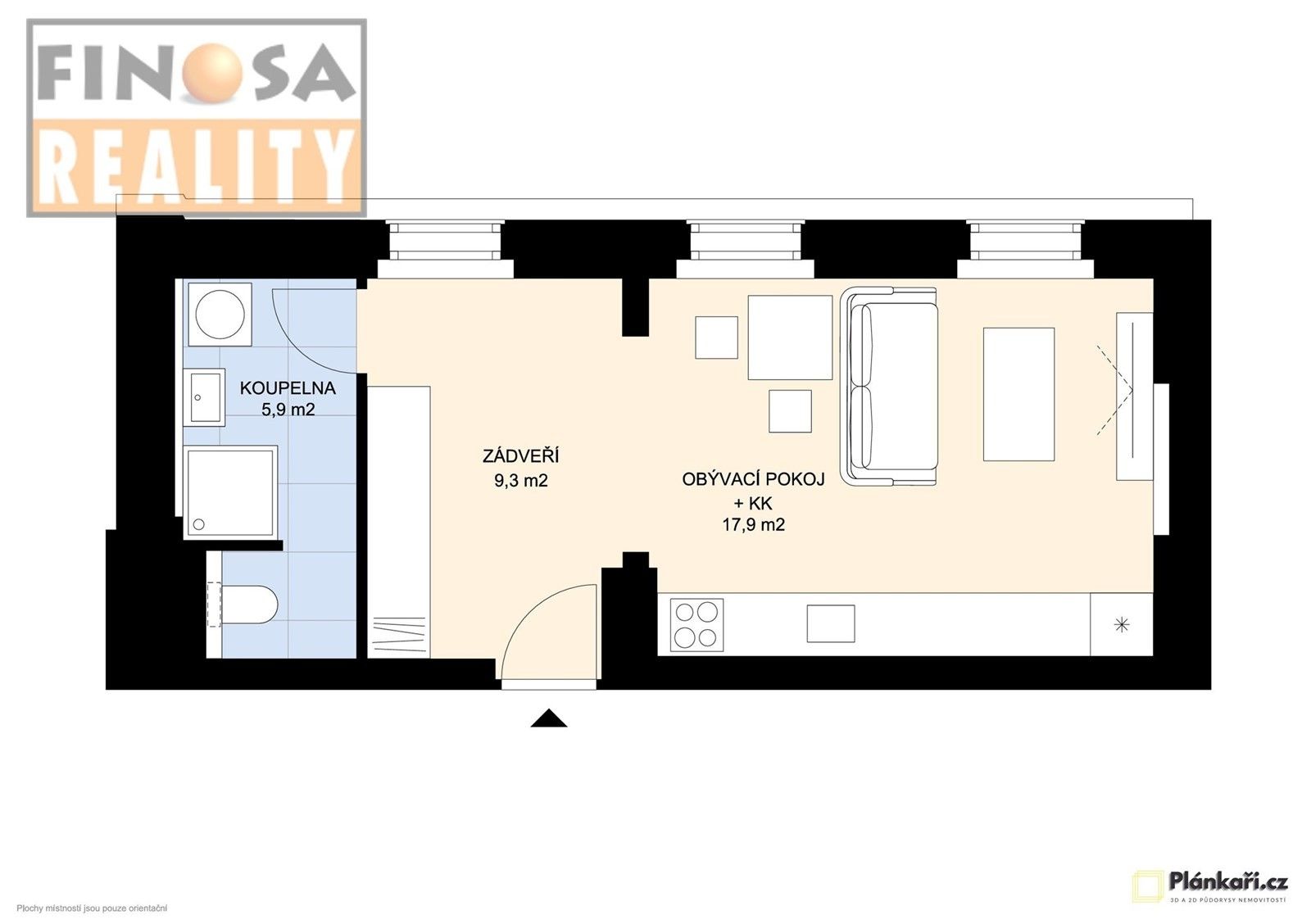Pronájem byt 1+kk - Nerudovo náměstí 380, Žatec, 33 m²