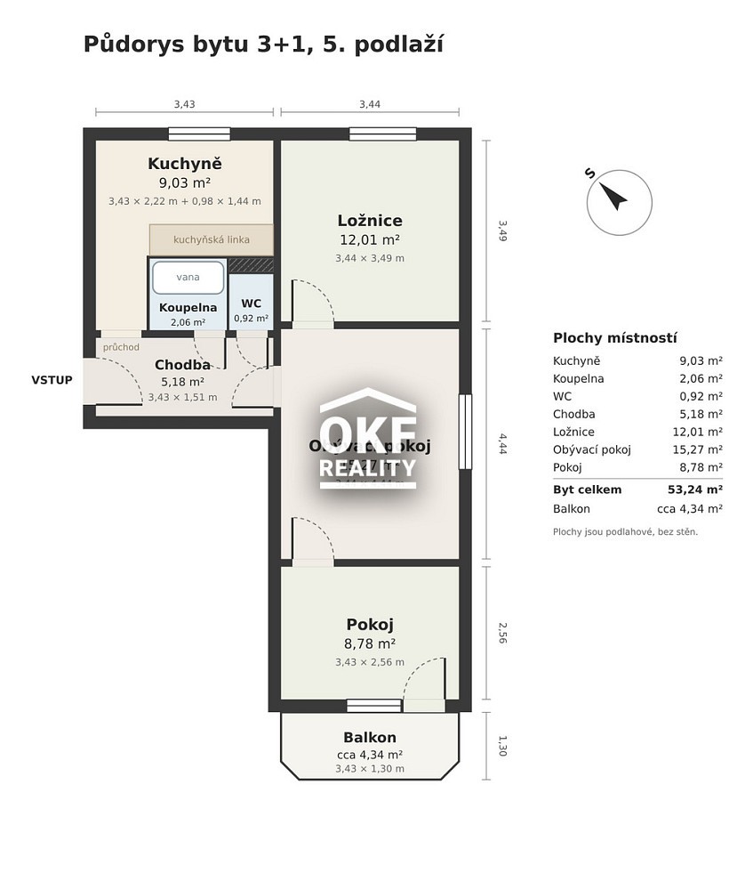 Prodej byt 3+1 - Tovární, Přerov - Přerov I-Město, 53 m² - 2