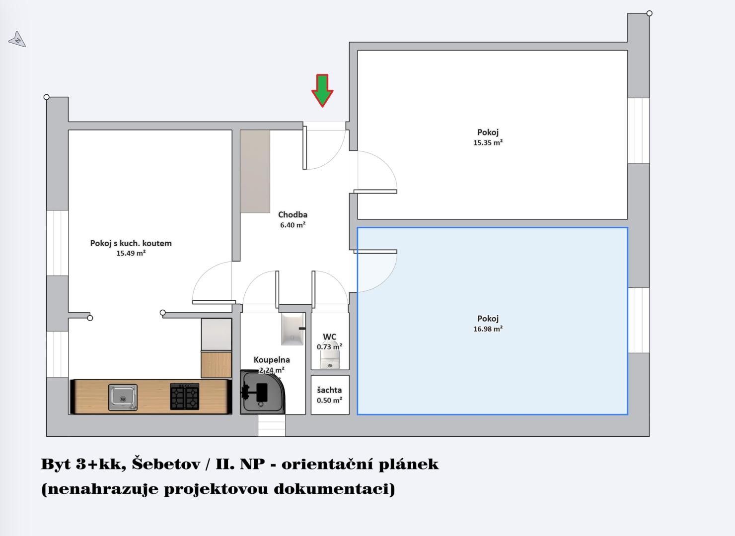 3+kk, Šebetov, 79 m² - 2