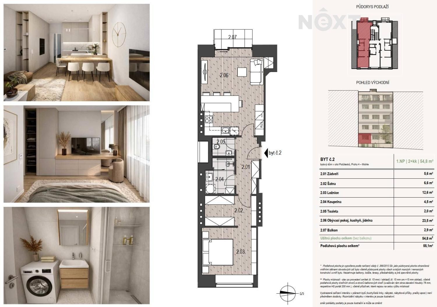 Byt 2+kk · 55 m² · Počátecká 1076, Praha Michle - 3