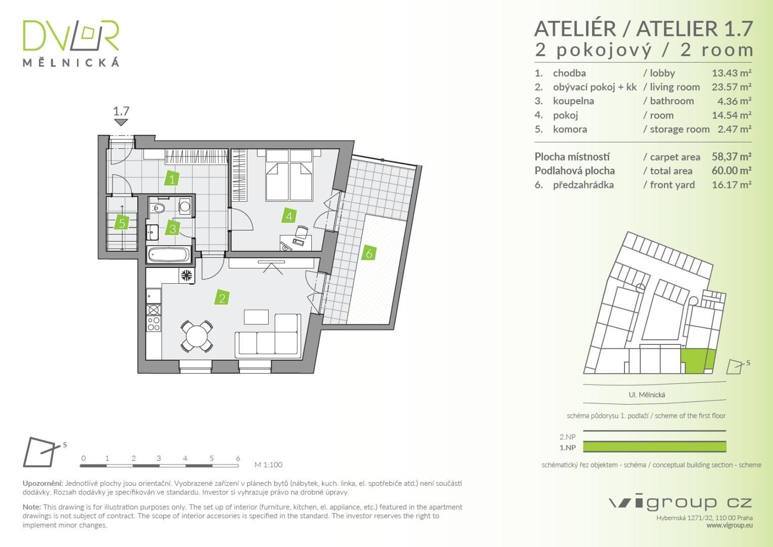 2+kk, Mělnická, Brandýs nad Labem-Stará Boleslav Stará Boleslav, 58 m² - 1