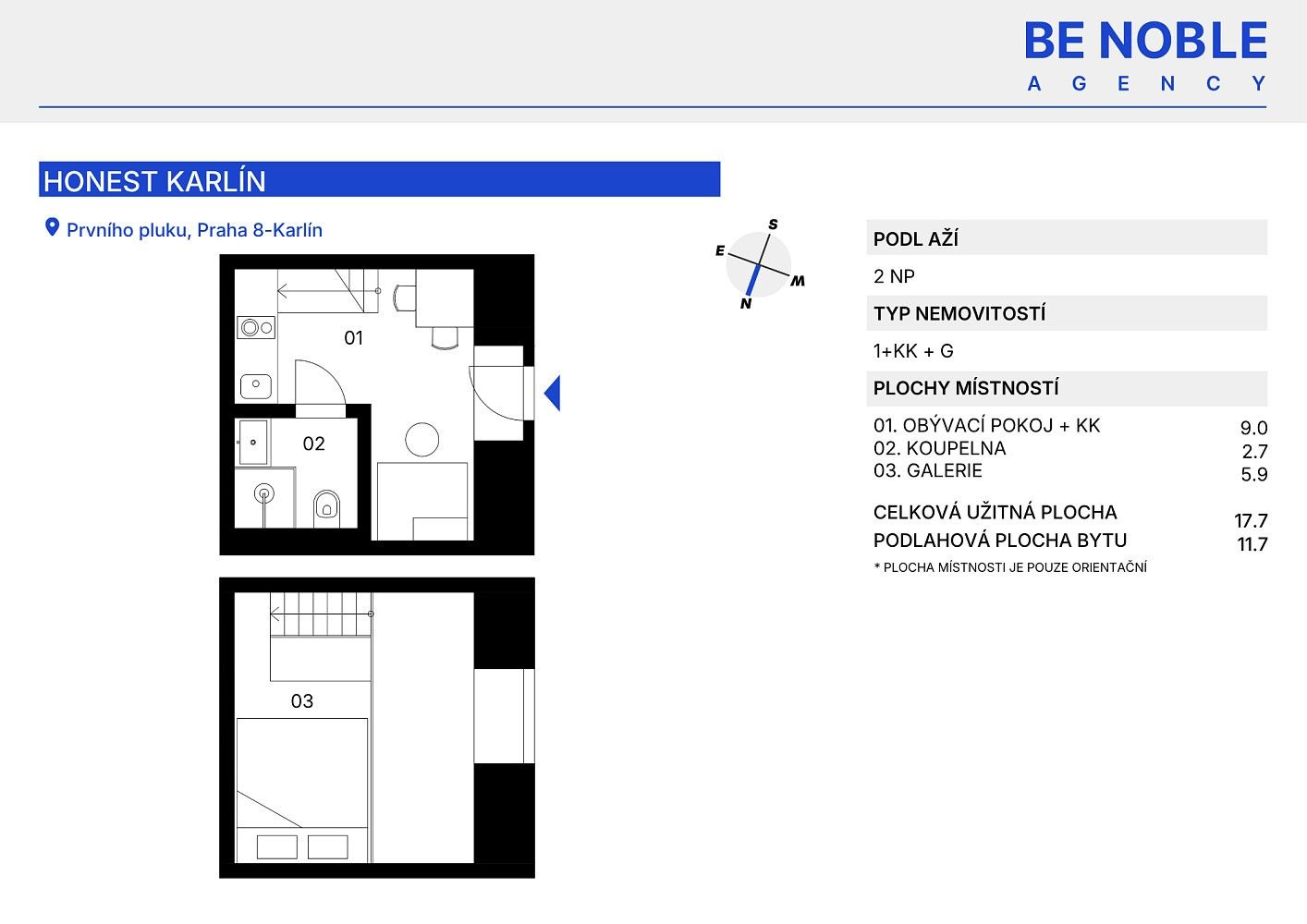 Byt 1+kk · 18 m² · Praha - Karlín, okres Praha 8, Hlavní město Praha - 3