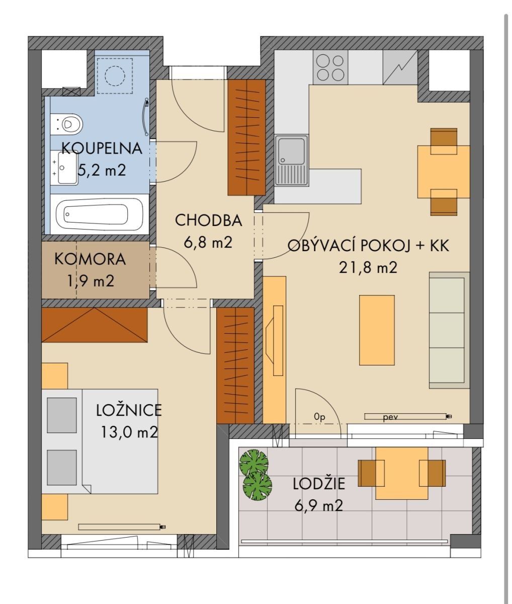 2+kk, Gollové, Praha - Hlubočepy, 51 m² - 1