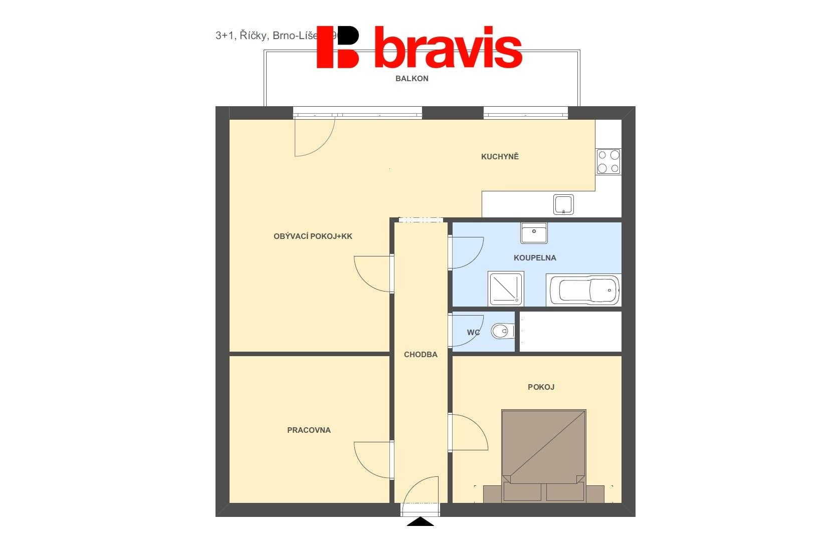 Pronájem byt 3+1 - Říčky, 90 m² - 2