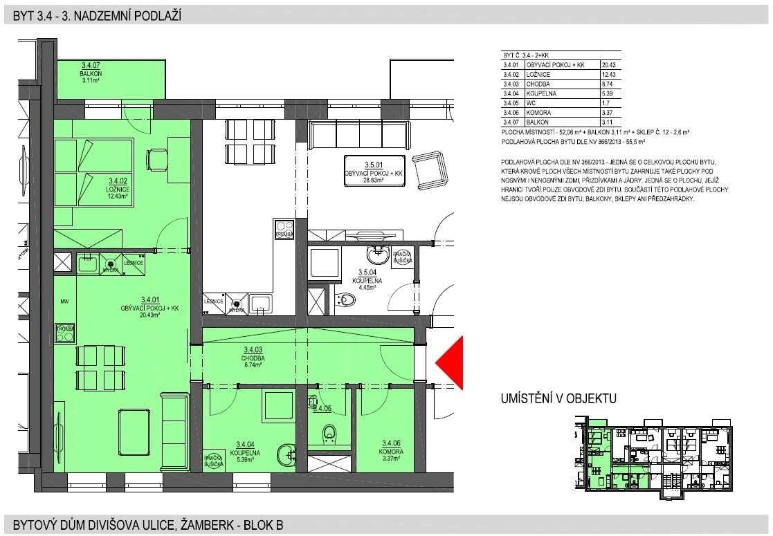 Prodej byt 2+kk - Žamberk, 564 01, 55 m²