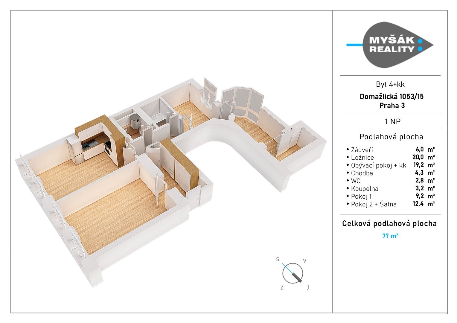 Byt 4+kk · 85 m² · Domažlická 1053, Praha Žižkov - 3
