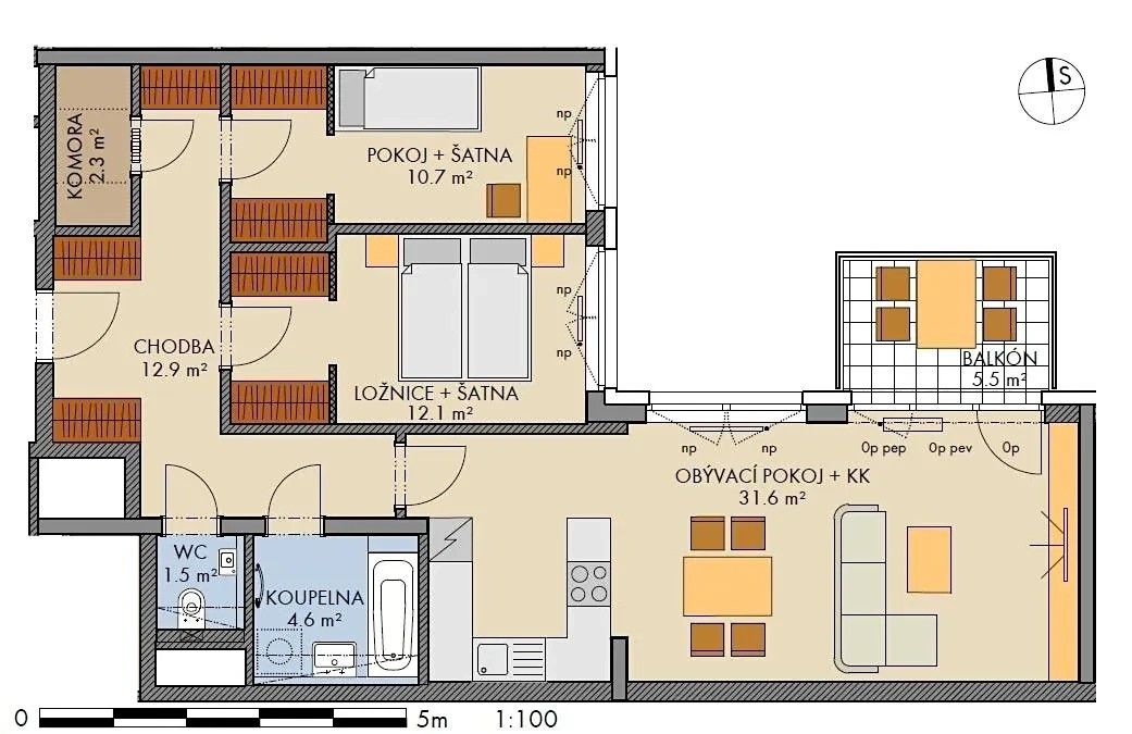 3+kk, Pod Harfou, Praha - Vysočany, 82 m² - 2