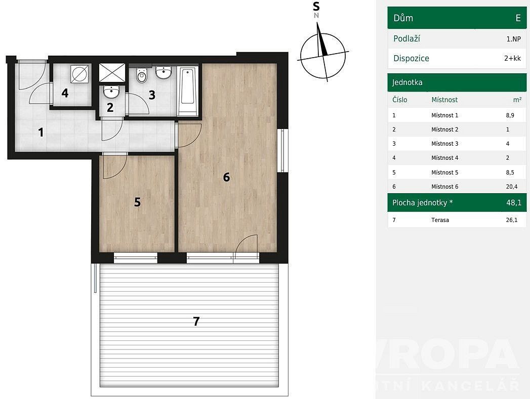 2+kk, Praha - Hostivař, okres Praha 15, Hlavní město Praha, 48 m² - 2