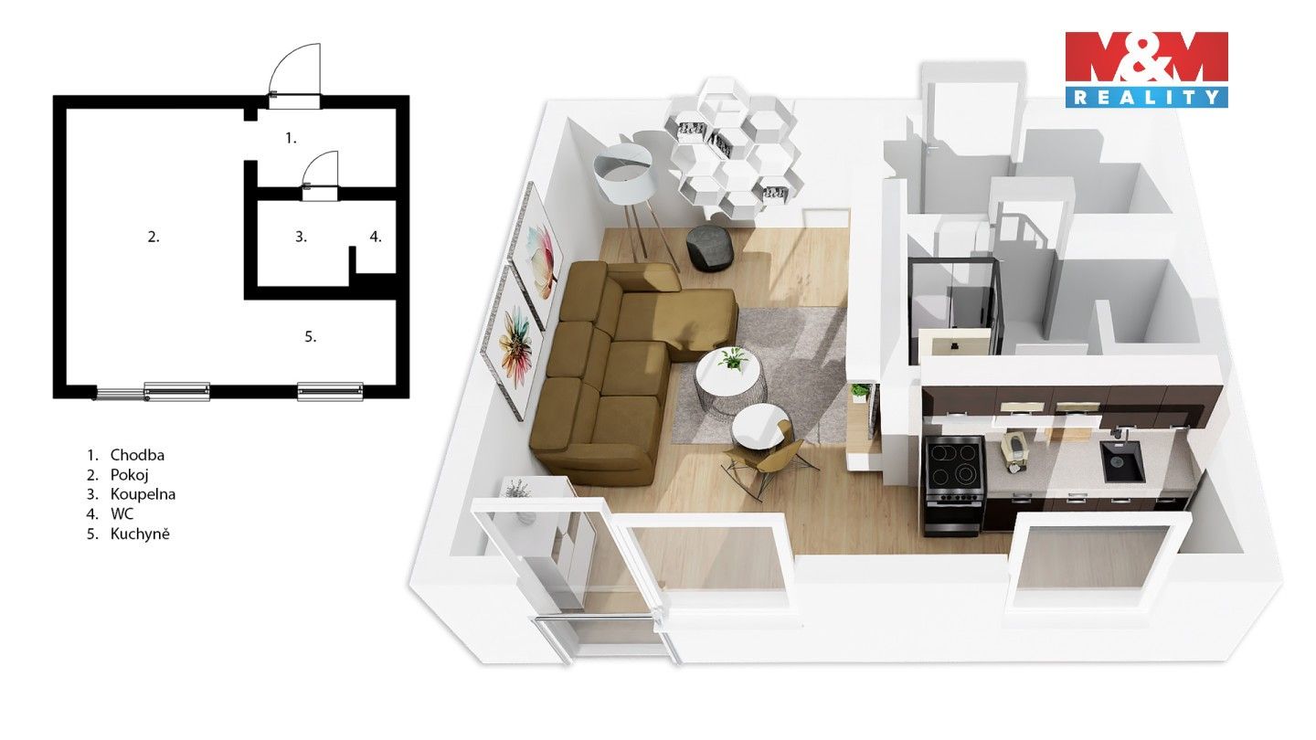 Byt 1+kk · 33 m² · Holandská, Kladno - 4