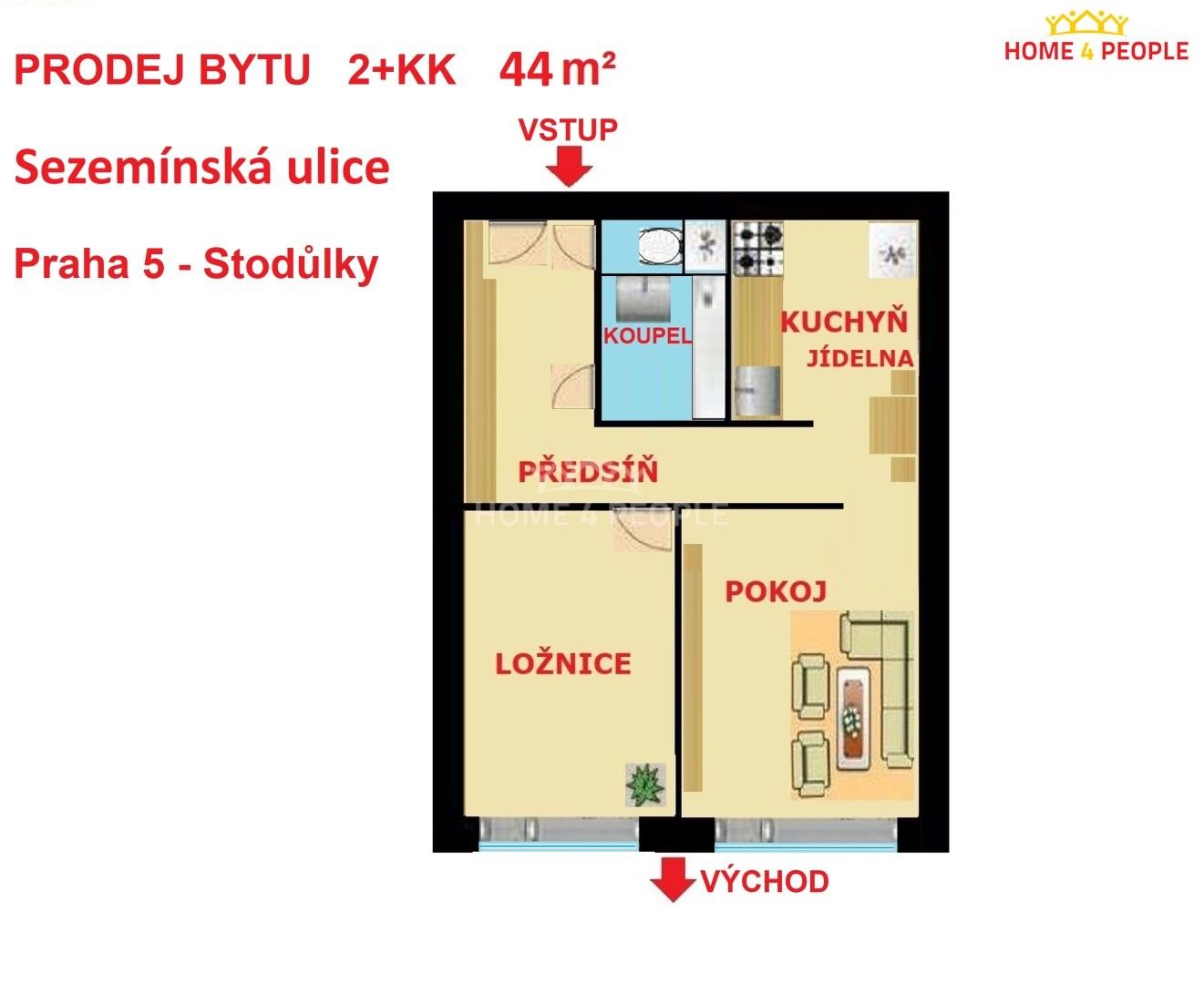 2+kk, Sezemínská, Praha, 46 m² - 1