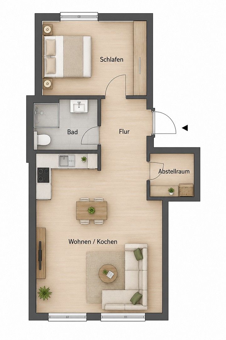 2+1, , Braniborsko, 46 m² - 1
