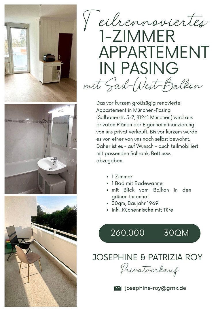 1+1, Salbauerstraße 7 München Pasing Bayern 81241, 30 m² - 1