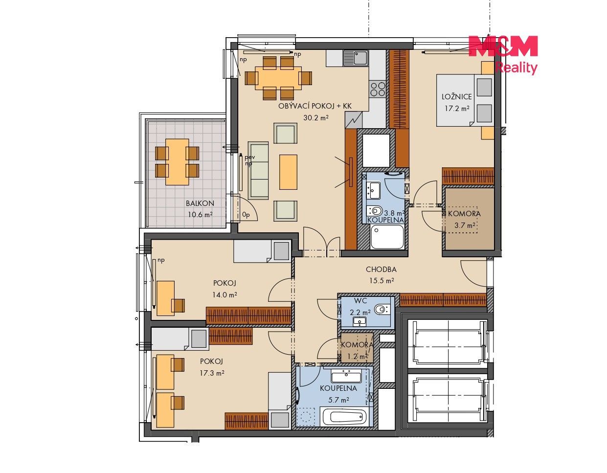 Byt 4+kk · 119 m² · náměstí Olgy Scheinpflugové, Praha - 3