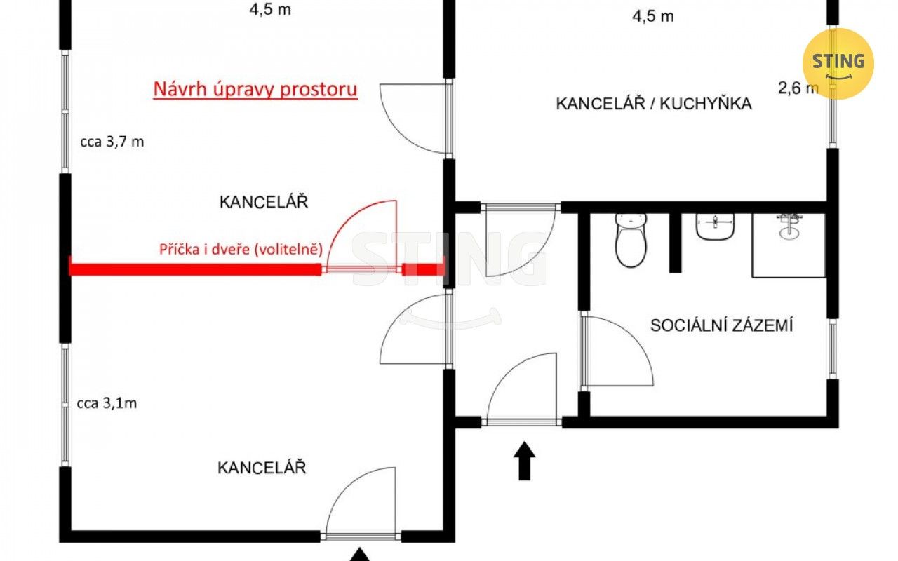 Kanceláře, Brandlova, Hodonín, 54 m²