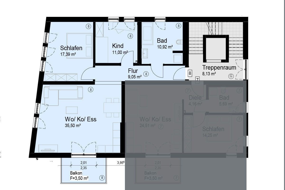 3+1, Burgauer Straße, , Bavorsko, 88 m² - 1