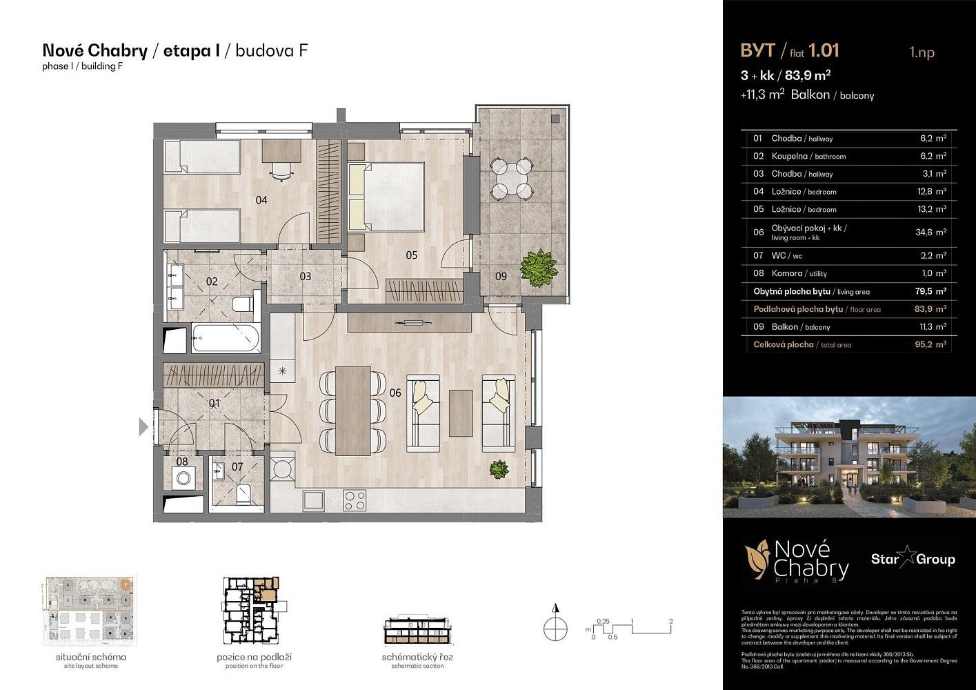 Byt 3+kk · 83 m² · Doubická, Praha 8 - Dolní Chabry - 3