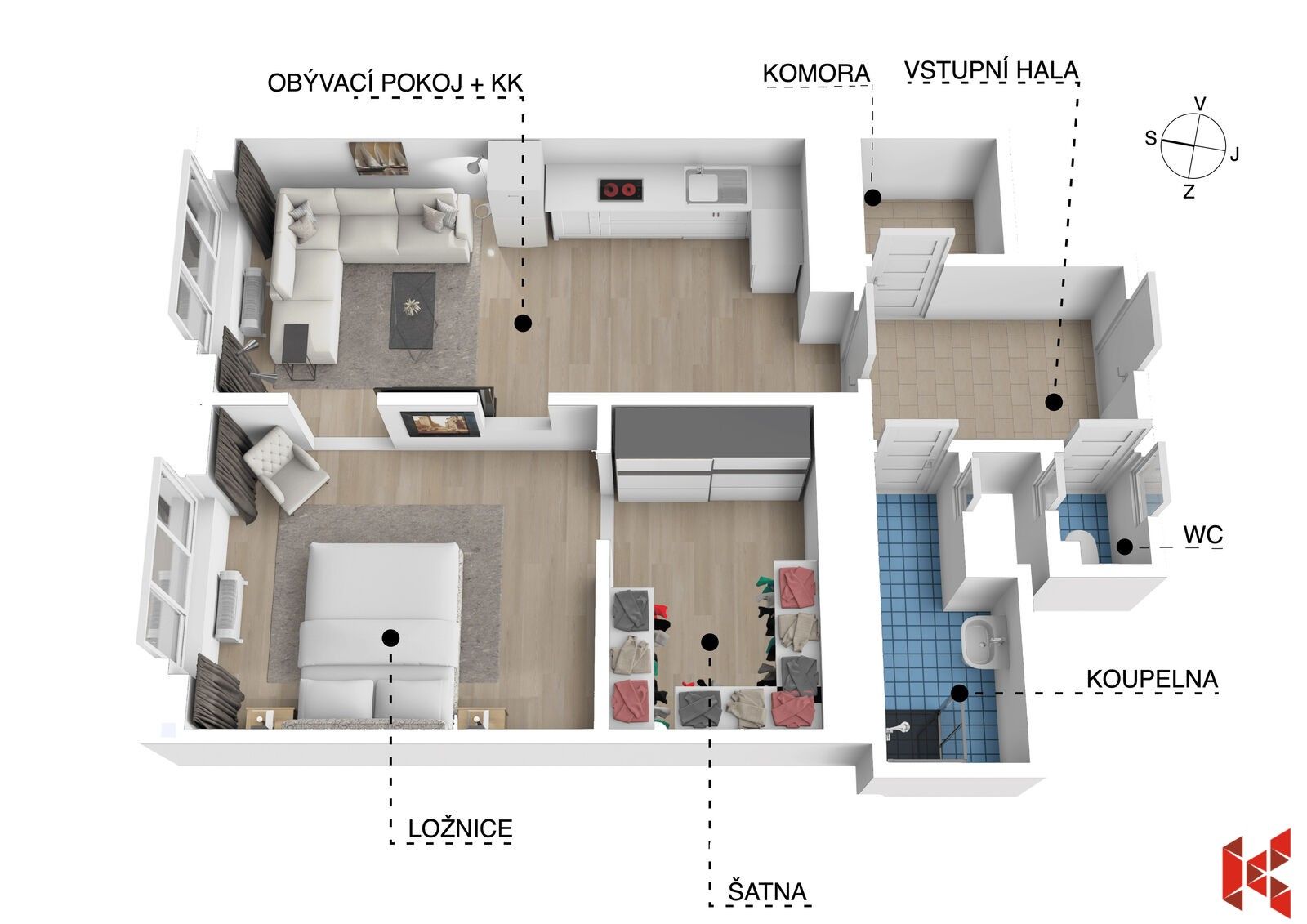 2+kk, Veletržní 826, Praha Holešovice, 55 m² - 2