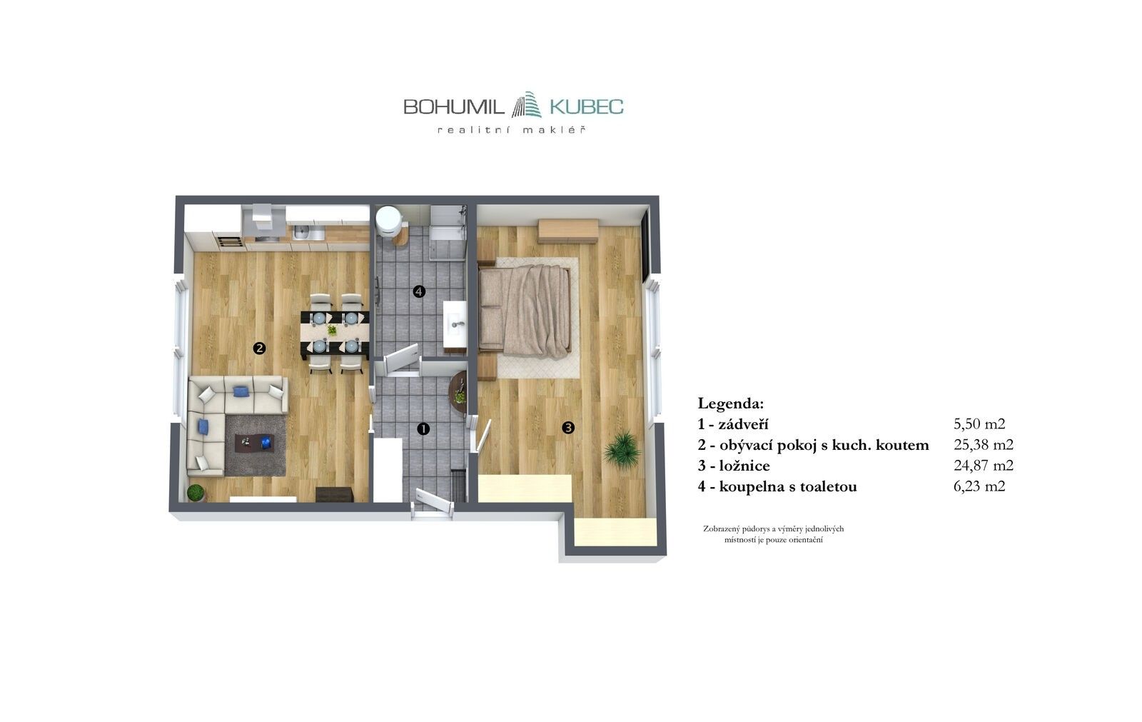 Prodej byt 2+kk - Budějovická 624, Veselí nad Lužnicí I, 62 m² - 5
