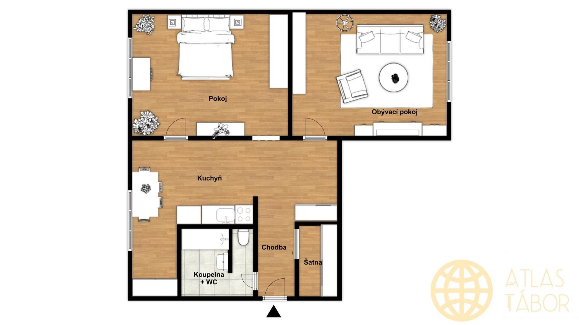 Prodej byt 2+1 - Kpt. Jaroše, Tábor, 64 m² - 2