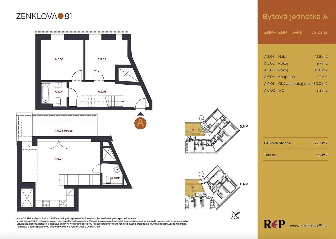 3+kk, Zenklova, Praha 8 - Libeň, 72 m² - 2