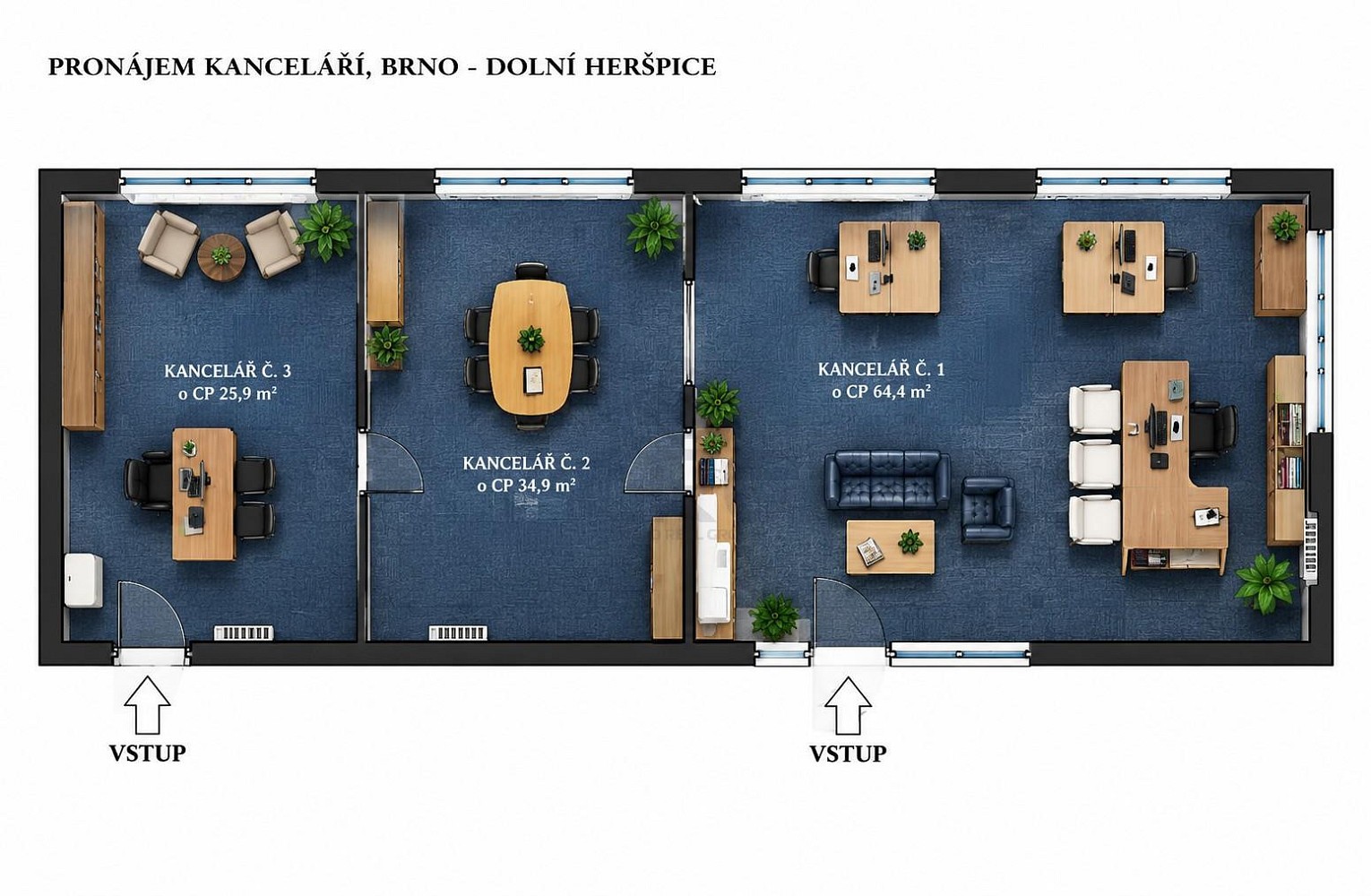 Pronájem kancelář - Vídeňská, Brno - Dolní Heršpice, 125 m² - 5